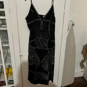 ASOS Black and Silver Midi Dress